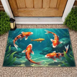 Clear Water Koi Fish Pond River Rocks Aquatic Foliage - Everyday Home Decor Gift Doormat