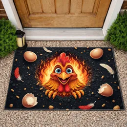 Happy Cartoon Chicken Eggs Feathers - Farmhouse Decor Chicken Lover Gift Doormat