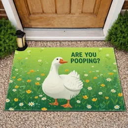 White Goose "Are You Pooping?" Wildflower Meadow - Home Decor Gift for Goose Lover Doormat
