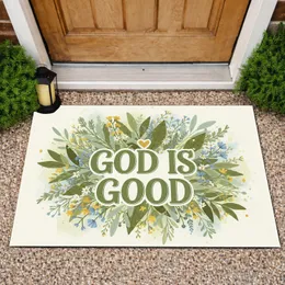 GOD IS GOOD Golden Heart Wildflower Botanicals - Farmhouse Home Decor Gift Doormat