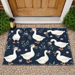 White Geese Ducks Wildflower Blossom Garden - Farmhouse Home Decor Bird Lover Gift Doormat