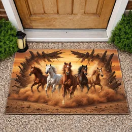 Galloping Wild Horses Broken Wood Frame - Horse Lover Home Decor Gift Doormat