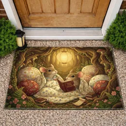 Mice Reading Storybook Burrow Pillows Books Lantern - Home Decor Gift for Book Lovers Doormat