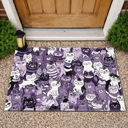 Crowd of Cartoon Cats with Varied Expressions - Everyday Home Decor for Cat Lovers Doormat