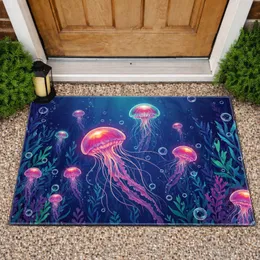 Vibrant Bioluminescent Jellyfish Underwater Kelp Air Bubbles - Home Decor Gift Doormat