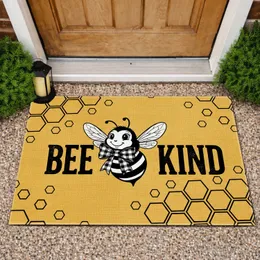 Bee Kind Buffalo Plaid Honeycomb - Farmhouse Home Decor Gift for Bee Lovers Doormat