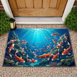 Luminous Koi Fish School Underwater Ocean Scene - Home Decor Gift Doormat