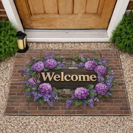 Welcome Carved Wood Wreath Rustic Plank - Home Decor Gift for Garden Lover Doormat