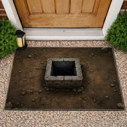 Ancient Rugged Stone Well Pit Earthy Ground - Rustic Home Decor Gift Doormat
