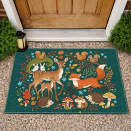 Deer Fawn Fox Forest Animals Autumn Wildflowers - Home Decor Gift Doormat