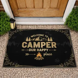Welcome Camper Mountain Campfire Pine Trees - Outdoor Living Home Decor Gift Doormat