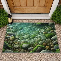 Riverbed Rocks Clear Water Moss Aquatic Plants - Home Decor Gift Doormat
