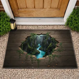 Aqua River Canyon Gorge Illusion Wooden Floor - Rustic Home Decor Gift Doormat