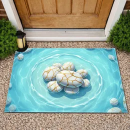 Pristine Polished River Stones Golden Veining Clear Aqua Water - Everyday Home Decor Gift Doormat