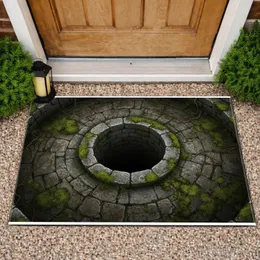Deep Ancient Stone Well Opening Mossy Stone Masonry Earth - Rustic Home Decor Gift Doormat