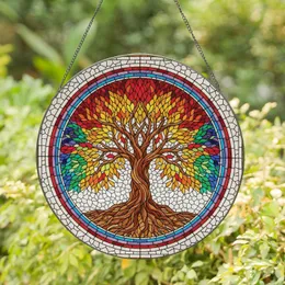 Tree of Life Gnarled Branches Root System Rainbow Border Home Decor Gift Stained Glass Suncatcher