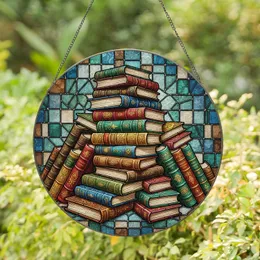 Vintage Book Spines Pile Library Decor - Thoughtful Gift for Readers Stained Glass Suncatcher