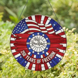 We the People 250 Years Freedom American Flag - Patriotic Celebration Gift for History Enthusiasts Stained Glass Suncatcher
