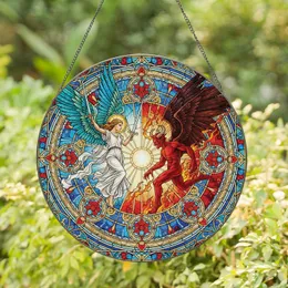 Celestial Angel Demon Sword Radiant Light - Home Decor Gift for Fantasy Lover Stained Glass Suncatcher