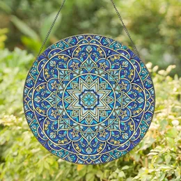 Six-pointed Star Circular Medallion Arabesque Floral - Home Decor Gift Stained Glass Suncatcher
