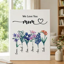 Personalized Mom Photo Canvas, Custom Family Photo Canvas for Mom