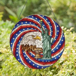 Bald Eagle Statue of Liberty Liberty Bell - Independence Day Gift for Veterans Stained Glass Suncatcher