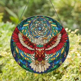 Bald Eagle Multicolored Wings Dreamcatcher Beaded Feathers - Wildlife Lover Home Decor Gift Stained Glass Suncatcher