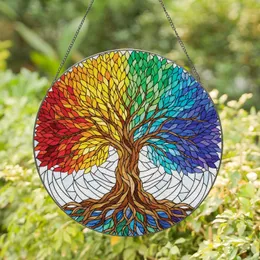 Tree of Life Gnarled Roots Rainbow Canopy - Home Decor Gift for Nature Lovers Stained Glass Suncatcher