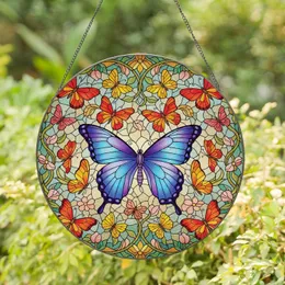 Tiffany Butterfly Swirling Vines Flowers - Home Decor Gift for Butterfly Lovers Stained Glass Suncatcher