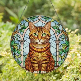 Tabby Cat Stained Glass Arches - Home Decor Gift for Cat Lovers Stained Glass Suncatcher