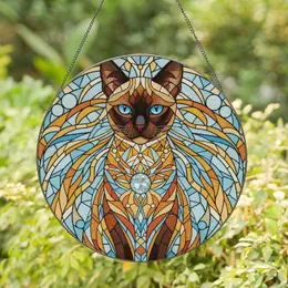 Cerulean Eye Siamese Cat Stained Glass - Home Decor Gift for Cat Lovers Stained Glass Suncatcher