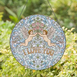 Angelic Cherubs I Love You Butterflies Hearts - Home Decor Gift for Loved Ones Stained Glass Suncatcher