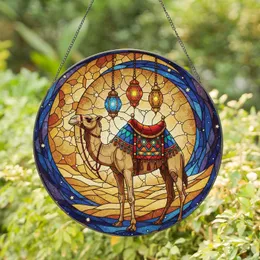 Camel Elaborate Saddle Crescent Moon Desert Night Sky Home Decor Gift for Camel Lover Stained Glass Suncatcher
