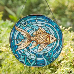 Goldfish Scales Fins Water Ripples Aquatic Plants Mosaic Home Decor Gift Stained Glass Suncatcher
