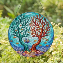 Intertwined Coral Reef Angelfish Marine Life - Ocean Lover Home Decor Gift Stained Glass Suncatcher