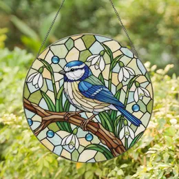 Blue Tit Songbird Snowdrop Garden Floral - Home Decor Gift for Bird and Nature Lovers Stained Glass Suncatcher