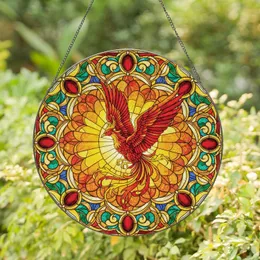 Phoenix Widespread Wings Flowing Tail Stained Glass Jewel Cabochon Mosaic - Home Decor Gift Stained Glass Suncatcher