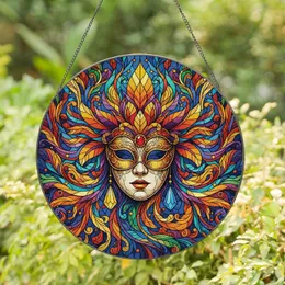 Colorful Ornate Tiffany Stained Glass Carnival Masquerade Mask - Home Decor Gift Stained Glass Suncatcher