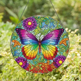 Large Butterfly Chrysanthemum Bell Flowers - Home Decor Gift for Garden Lover Stained Glass Suncatcher