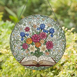 Open Book Blossoming Flowers Mosaic - Home Decor Gift for Readers Stained Glass Suncatcher