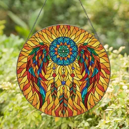 Ornate Dreamcatcher Wings Multicolored Feathers Translucent Beads - Home Decor Gift Stained Glass Suncatcher
