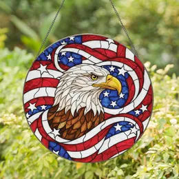Bald Eagle Head American Flag - Independence Day Home Decor Gift for Veterans Stained Glass Suncatcher