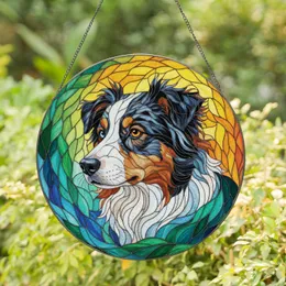 Australian Shepherd Dog Blue Brown Eye Heterochromia - Home Decor Gift for Dog Lovers Stained Glass Suncatcher