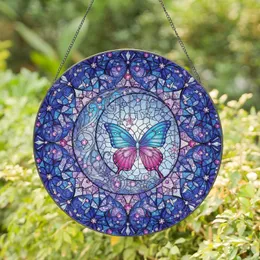 Faceted Crescent Moon Iridescent Butterfly Celestial Home Decor Gift for Astrology Lover Stained Glass Suncatcher