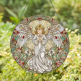 Angelic Child Praying Celestial Floral - Spiritual Home Decor Gift for Faith Keepers Stained Glass Suncatcher