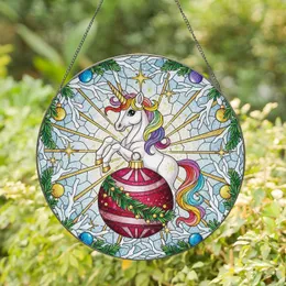Baby Unicorn Christmas Ornament Evergreen Starburst - Holiday Decor Gift Stained Glass Suncatcher