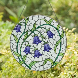 Bellflower Blossoms Stems Leaves Floral - Home Decor Gift for Garden Lover Stained Glass Suncatcher