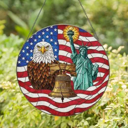 Bald Eagle Statue Liberty Bell American Flag 250th Anniversary Home Decor Stained Glass Suncatcher