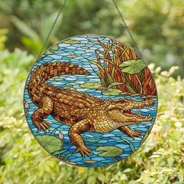 Majestic Alligator Swamp Water Marsh Reeds - Home Decor Gift for Wildlife Lover Stained Glass Suncatcher