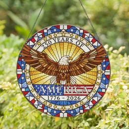 Bald Eagle America 1776-2026 - Patriotic Home Decor Gift for History Lovers Stained Glass Suncatcher
